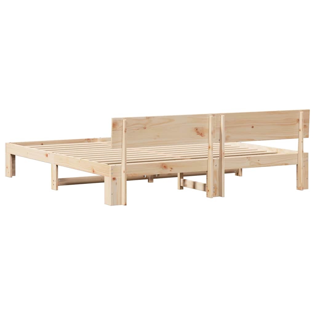 Sengestamme med hodegjerde Brun 180 x 200 cm Massivt furutre