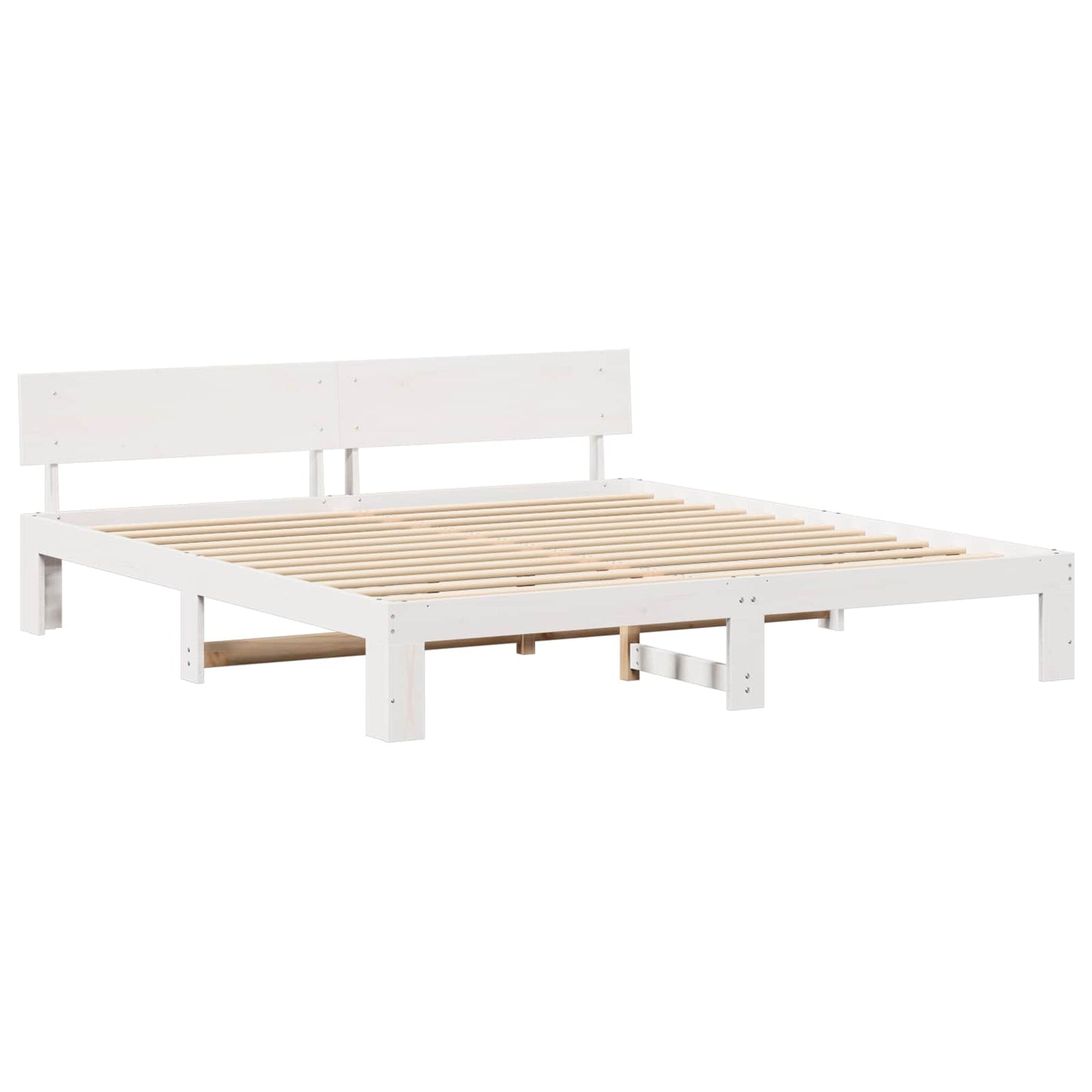 Sengestamme med hodegjerde Hvit 180 x 200 cm Massiv furu