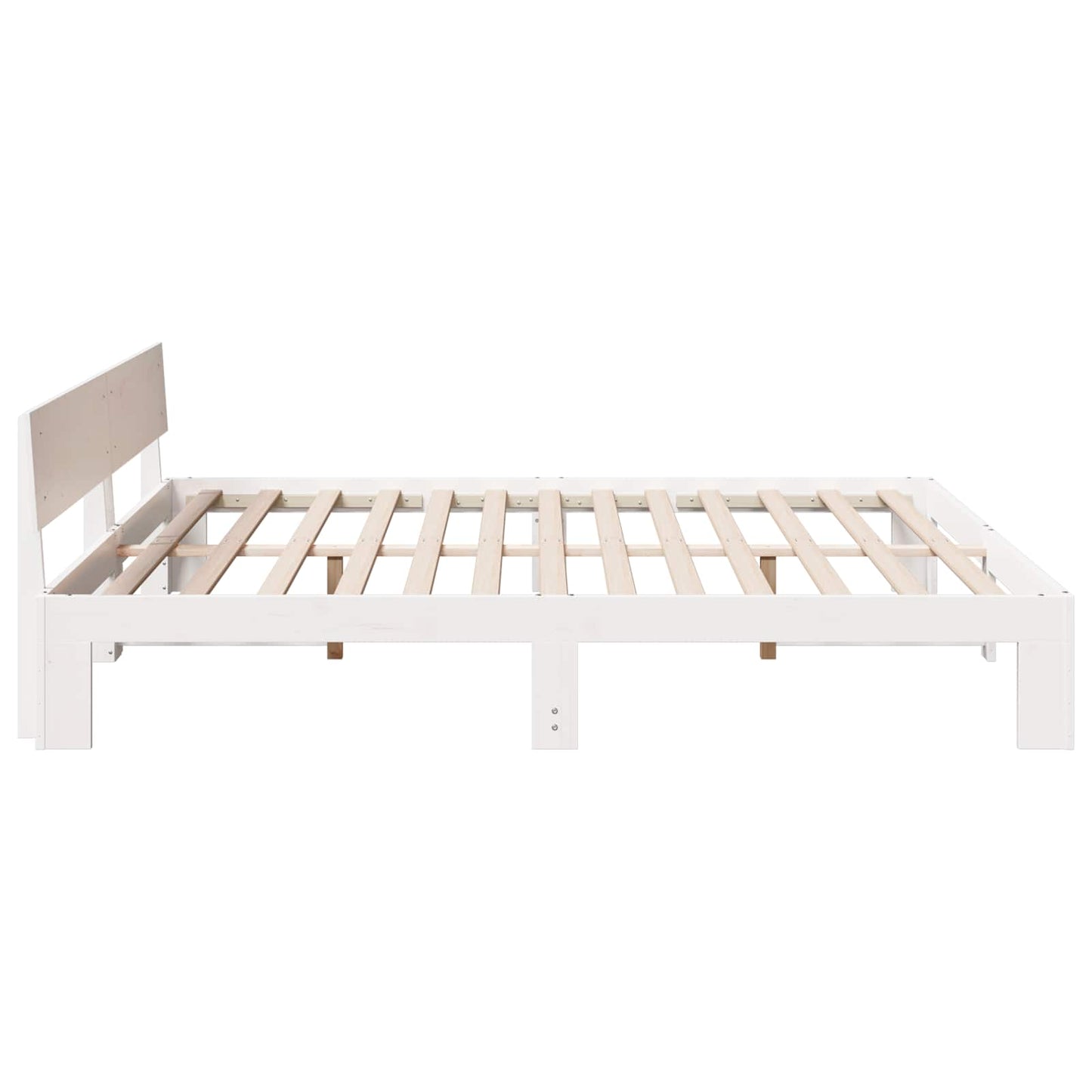 Sengestamme med hodegjerde Hvit 180 x 200 cm Massiv furu