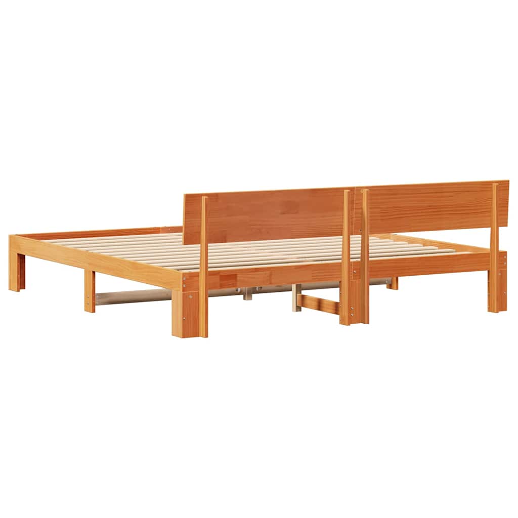 Sengestamme med hodegjerde Brun 180 x 200 cm Massivt furutre