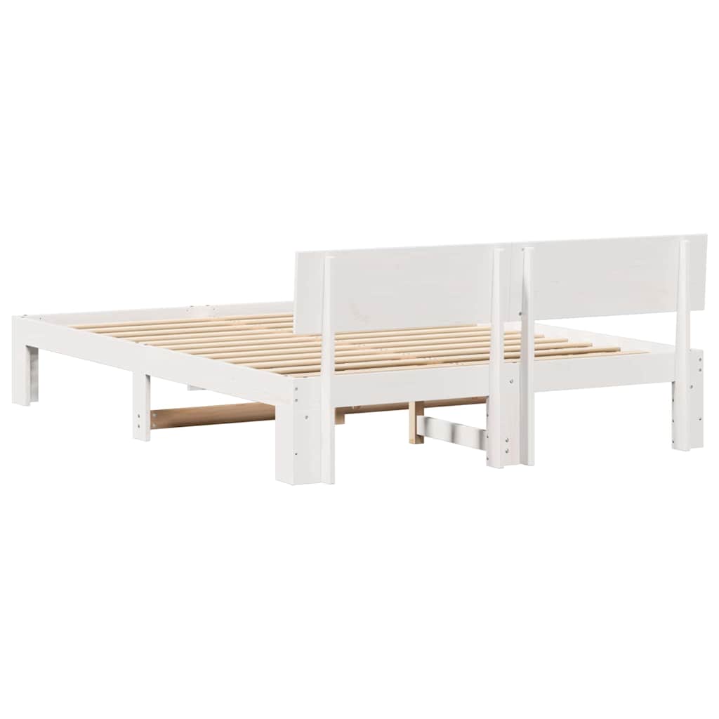 Sengestamme med hodegjerde Hvit 160 x 200 cm Massiv furu