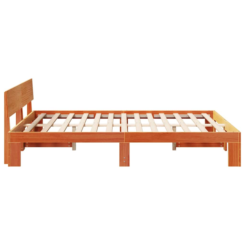 Sengestamme med hodegjerde Vokset Brun 160 x 200 cm Massiv furu