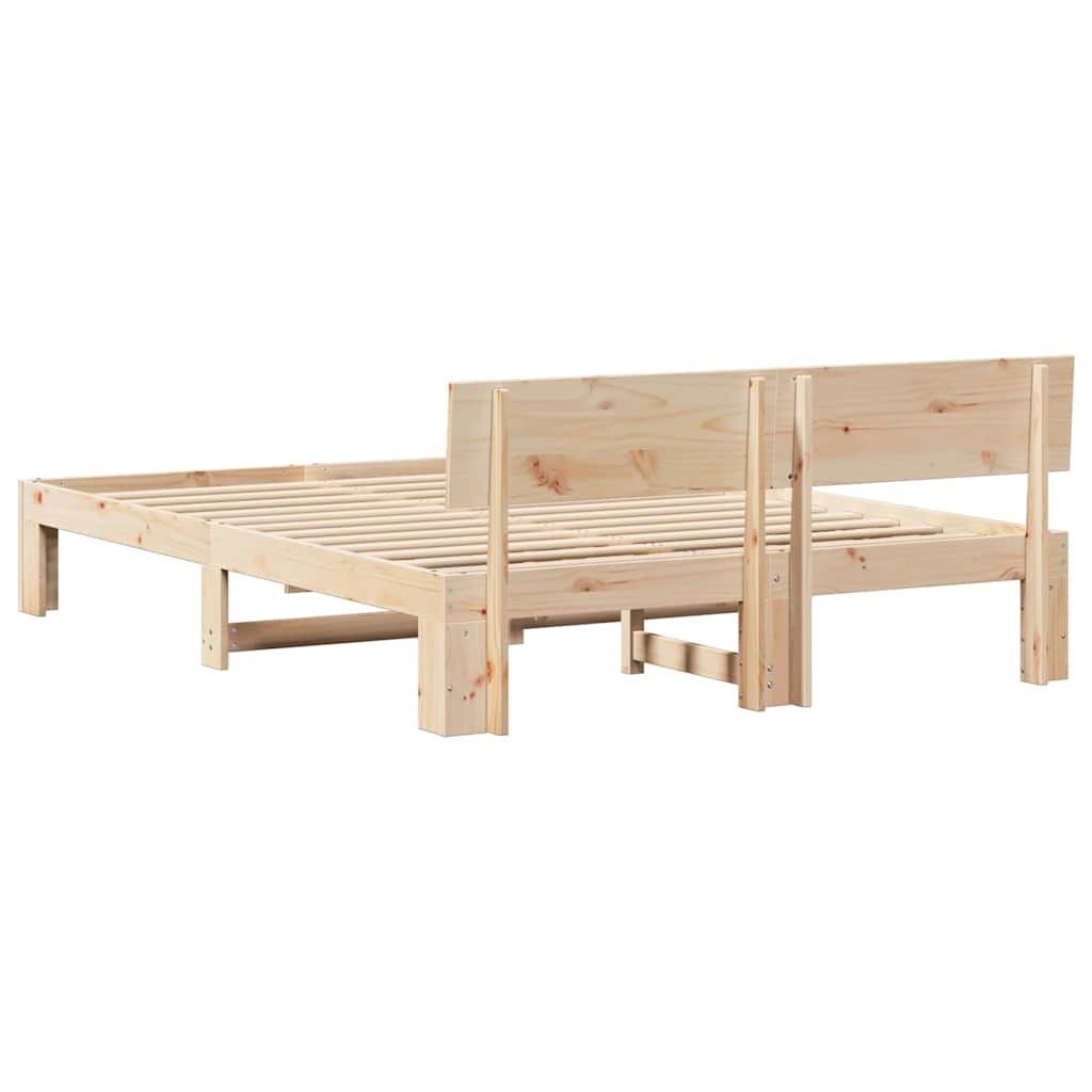 Sengestamme med hodegjerde Naturlig 150 x 200 cm Massiv furu