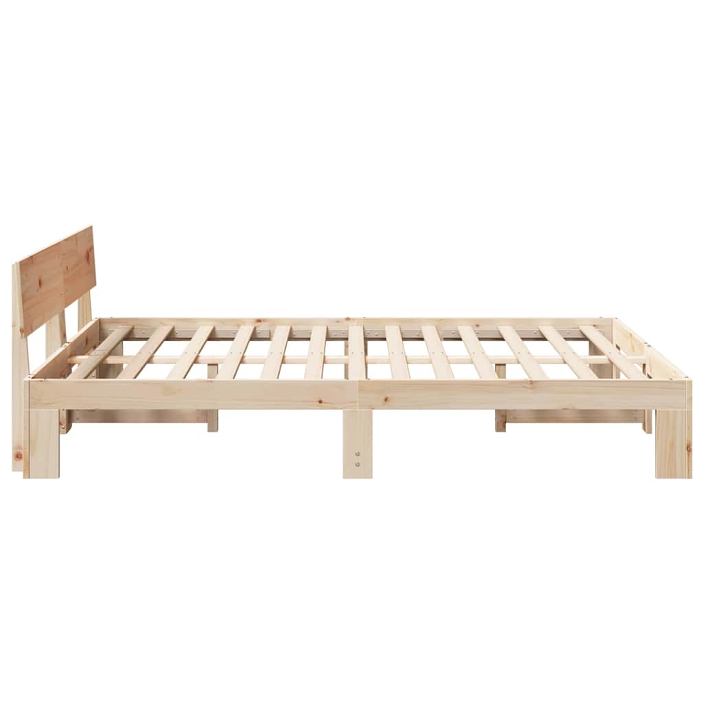 Sengestamme med hodegjerde Naturlig 150 x 200 cm Massiv furu