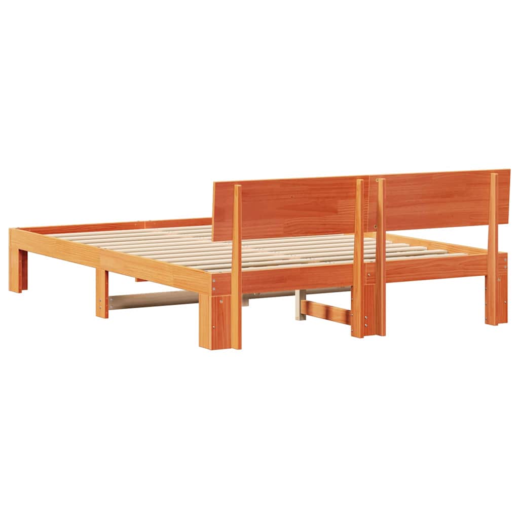 Sengestamme med hodegjerde Vokset Brun 150 x 200 cm Massiv furu