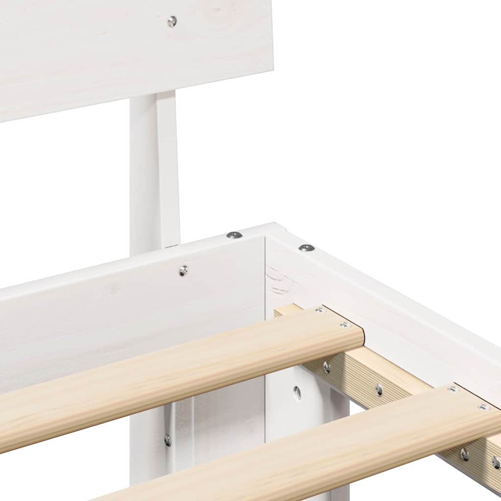 Sengestamme med hodegjerde Hvit 140 x 200 cm Massiv furu