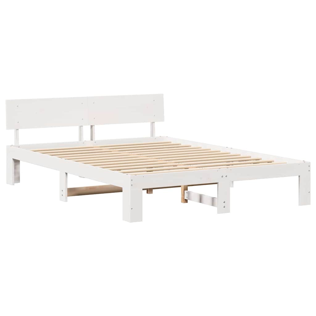 Sengestamme med hodegjerde Hvit 140 x 200 cm Massiv furu