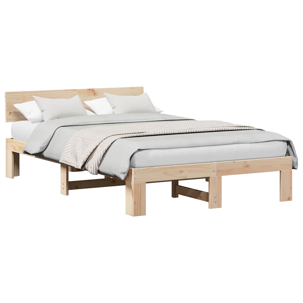 Sengestamme med hodegjerde Brun 120 x 200 cm Massivt furutre