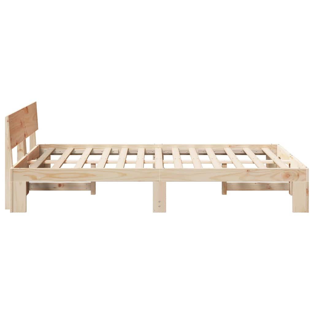 Sengestamme med hodegjerde Brun 120 x 200 cm Massivt furutre