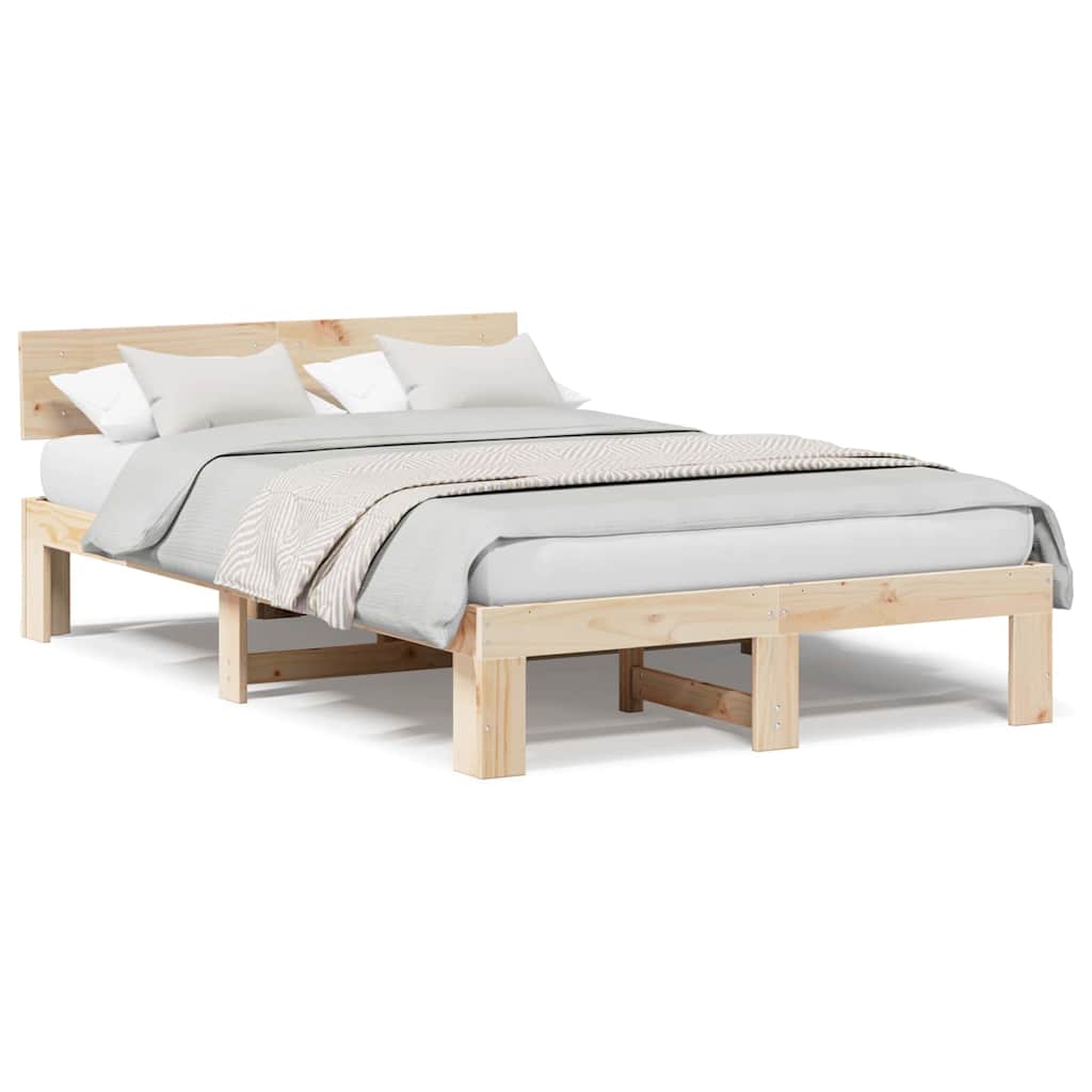 Sengestamme med hodegjerde Brun 120 x 200 cm Massivt furutre