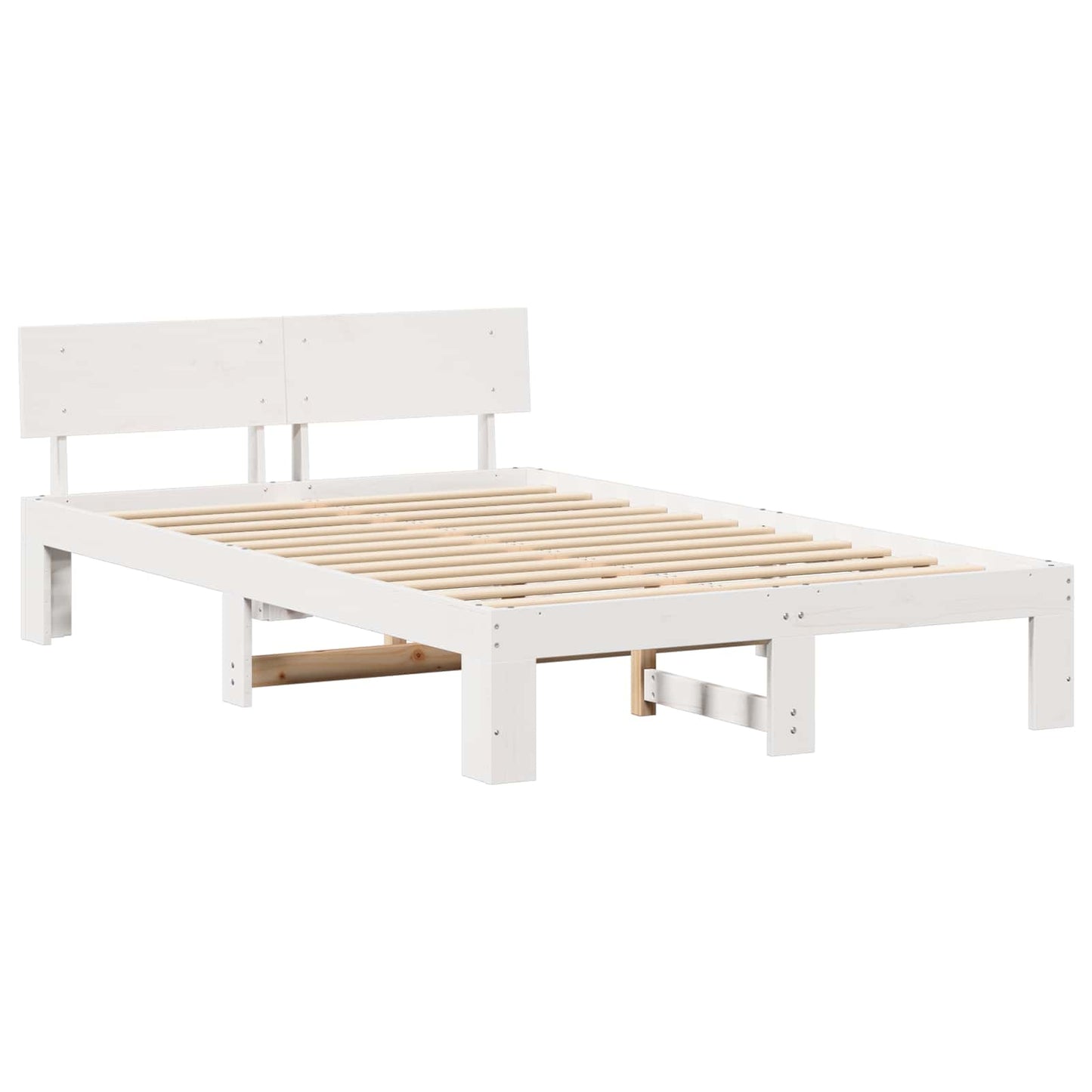 Sengestamme med hodegjerde Hvit 120 x 200 cm Massiv furu