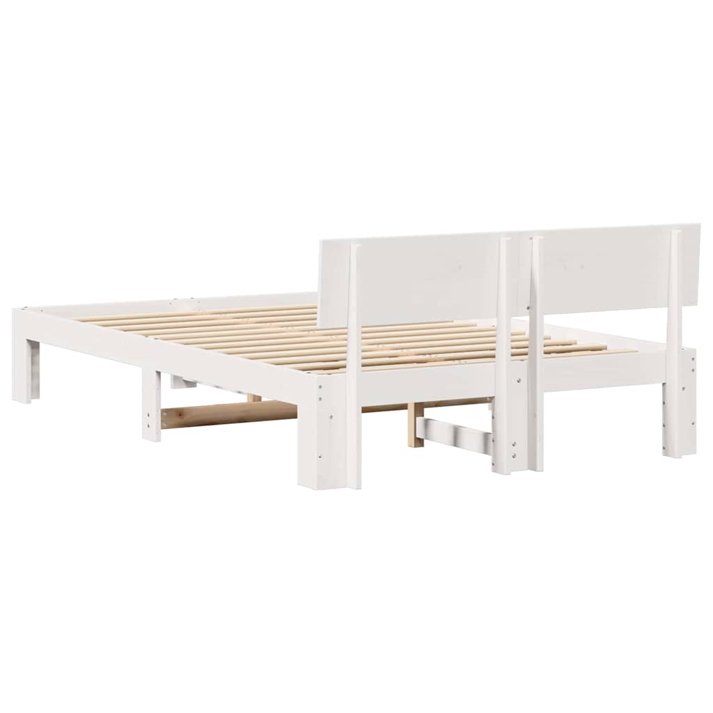 Sengestamme med hodegjerde Hvit 120 x 200 cm Massivt furutre