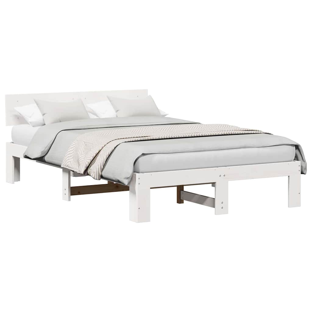 Sengestamme med hodegjerde Hvit 120 x 200 cm Massivt furutre