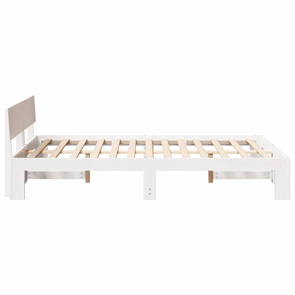 Sengestamme med hodegjerde Hvit 120 x 200 cm Massivt furutre