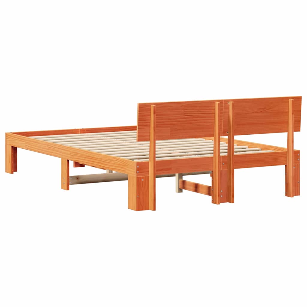 Sengestamme med hodegjerde Vokset Brun 120 x 200 cm Massiv furu