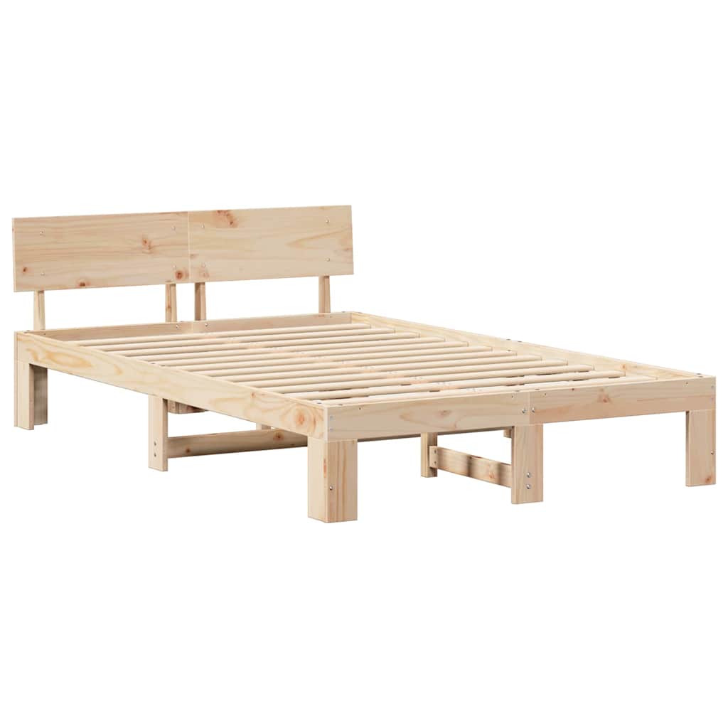 Sengestamme med hodegjerde Naturlig 140 x 190 cm Massiv furu