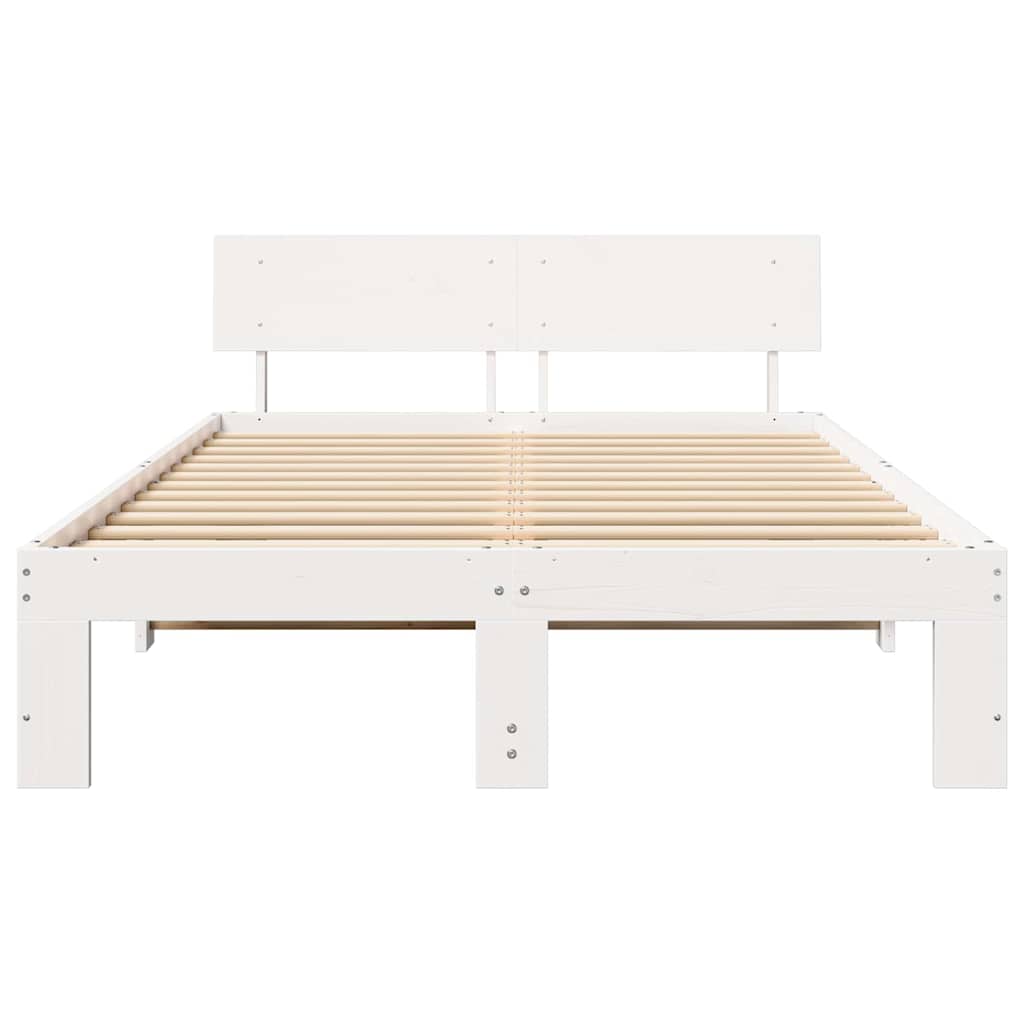 Sengestamme med hodegjerde Hvit 140 x 190 cm Massiv furu