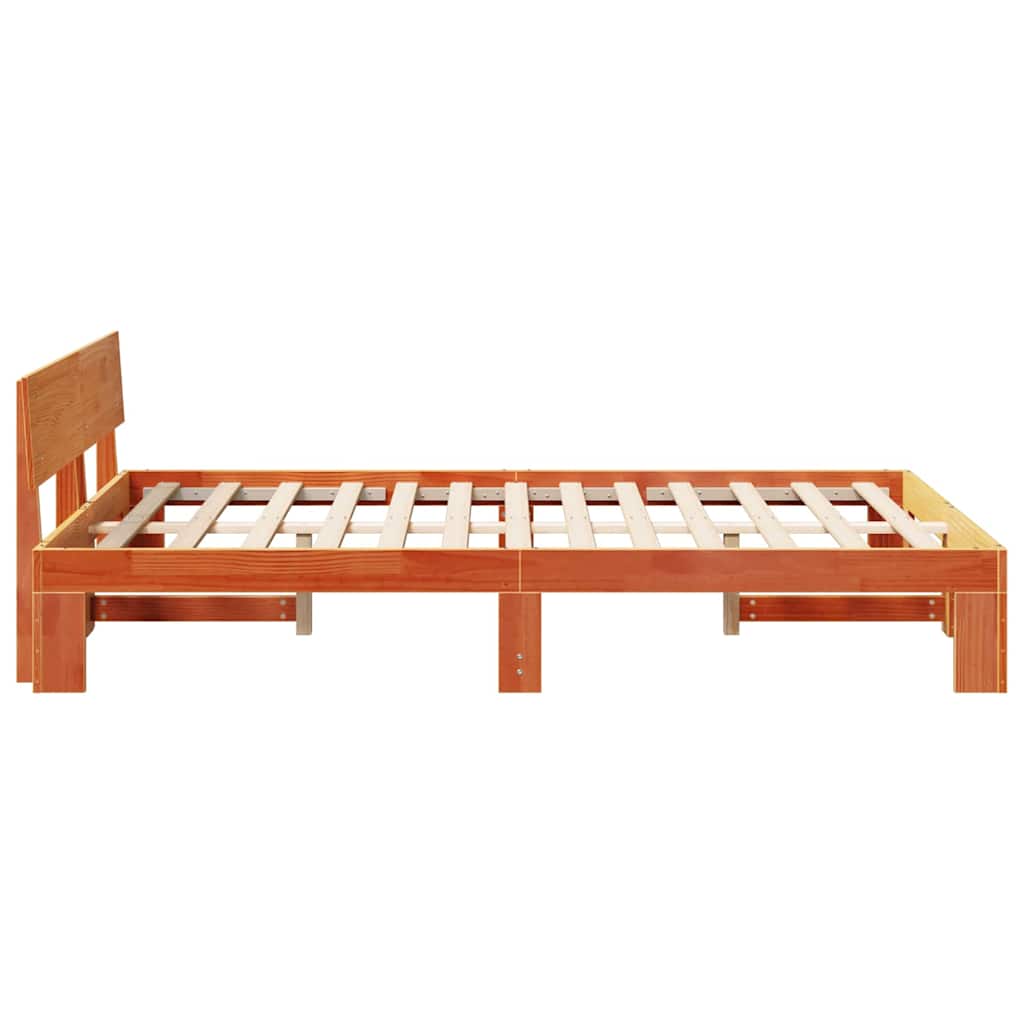 Sengestamme med hodegjerde Vokset Brun 140 x 190 cm Massiv furu