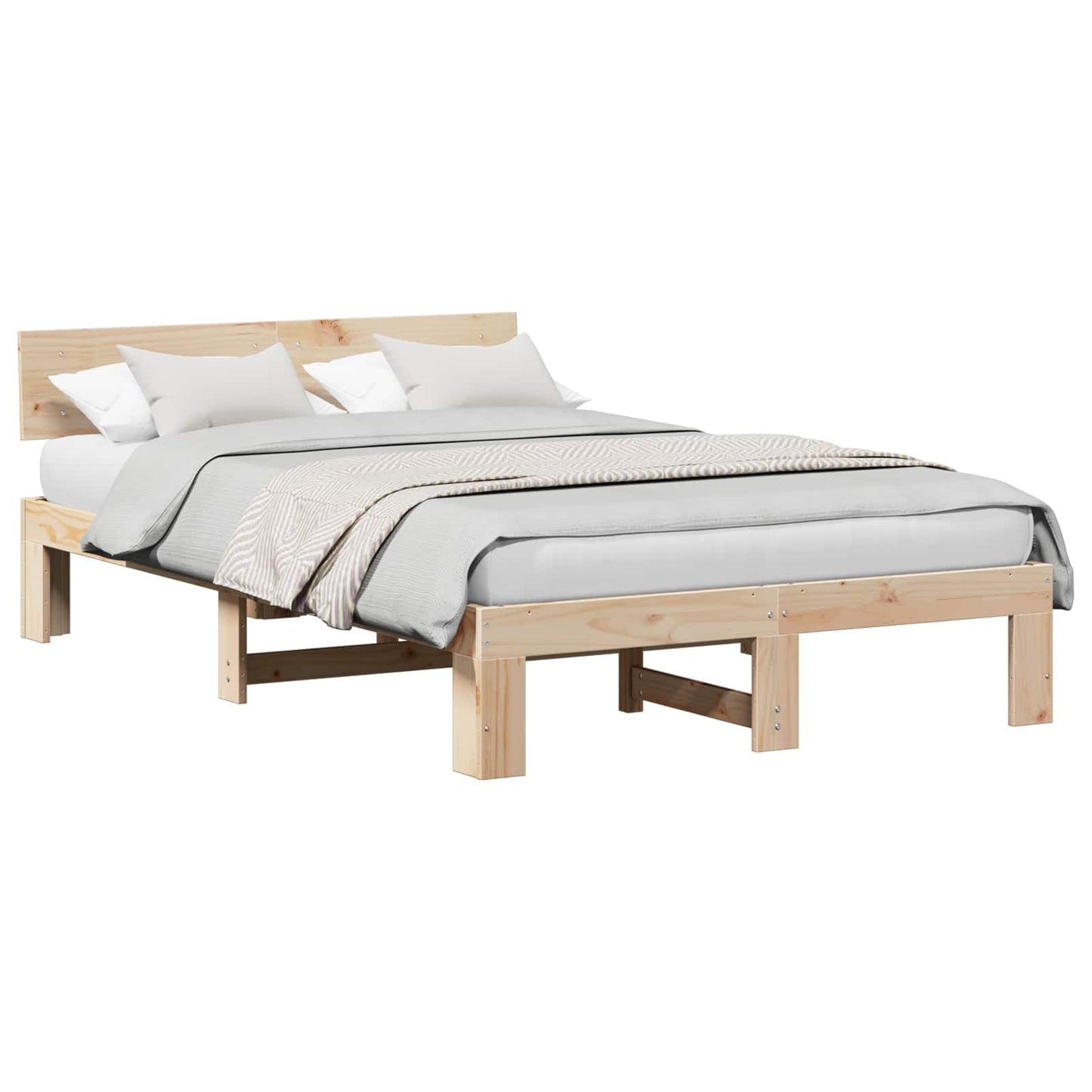 Sengestamme med hodegjerde Naturlig 120 x 190 cm Massiv furu