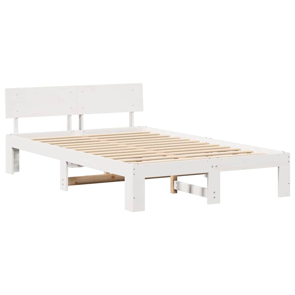 Sengestamme med hodegjerde Hvit 120 x 190 cm Massiv furu