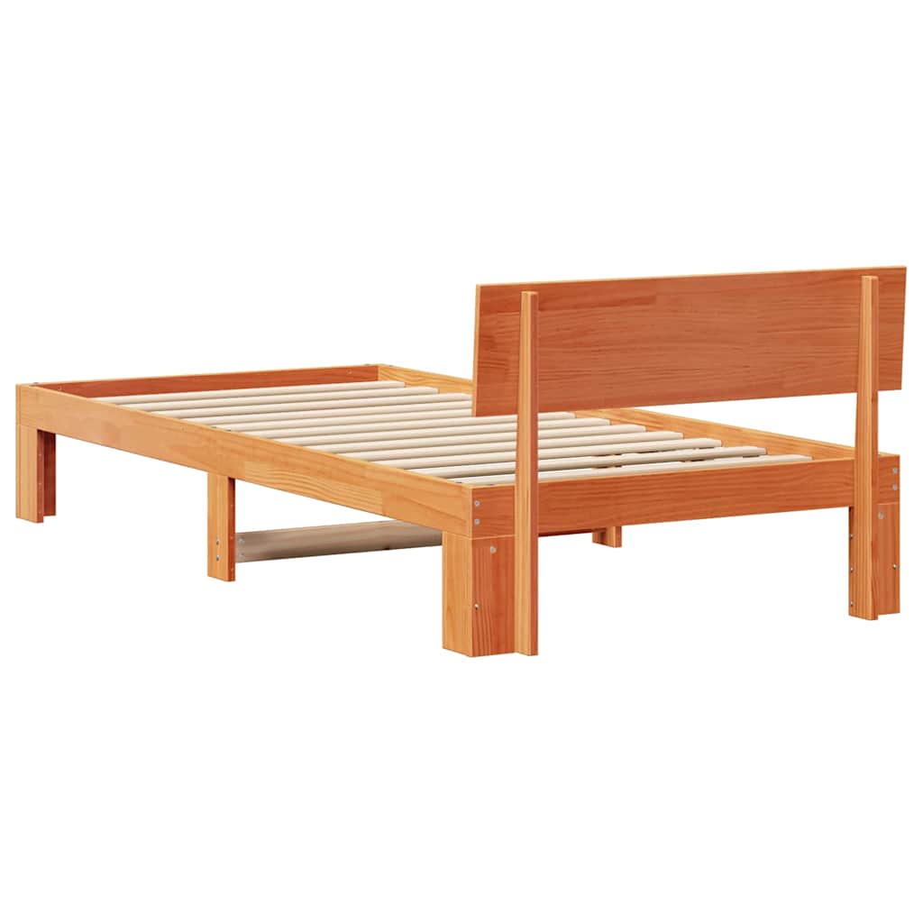 Sengestamme med hodegjerde Brun 100 x 200 cm Massivt furutre