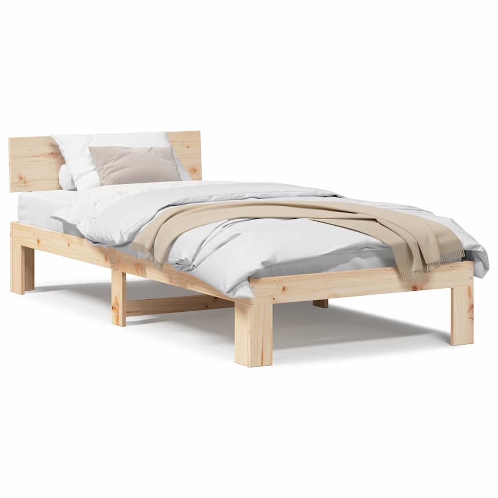 Sengestamme med hodegjerde Brun 90 x 200 cm Massivt furutre
