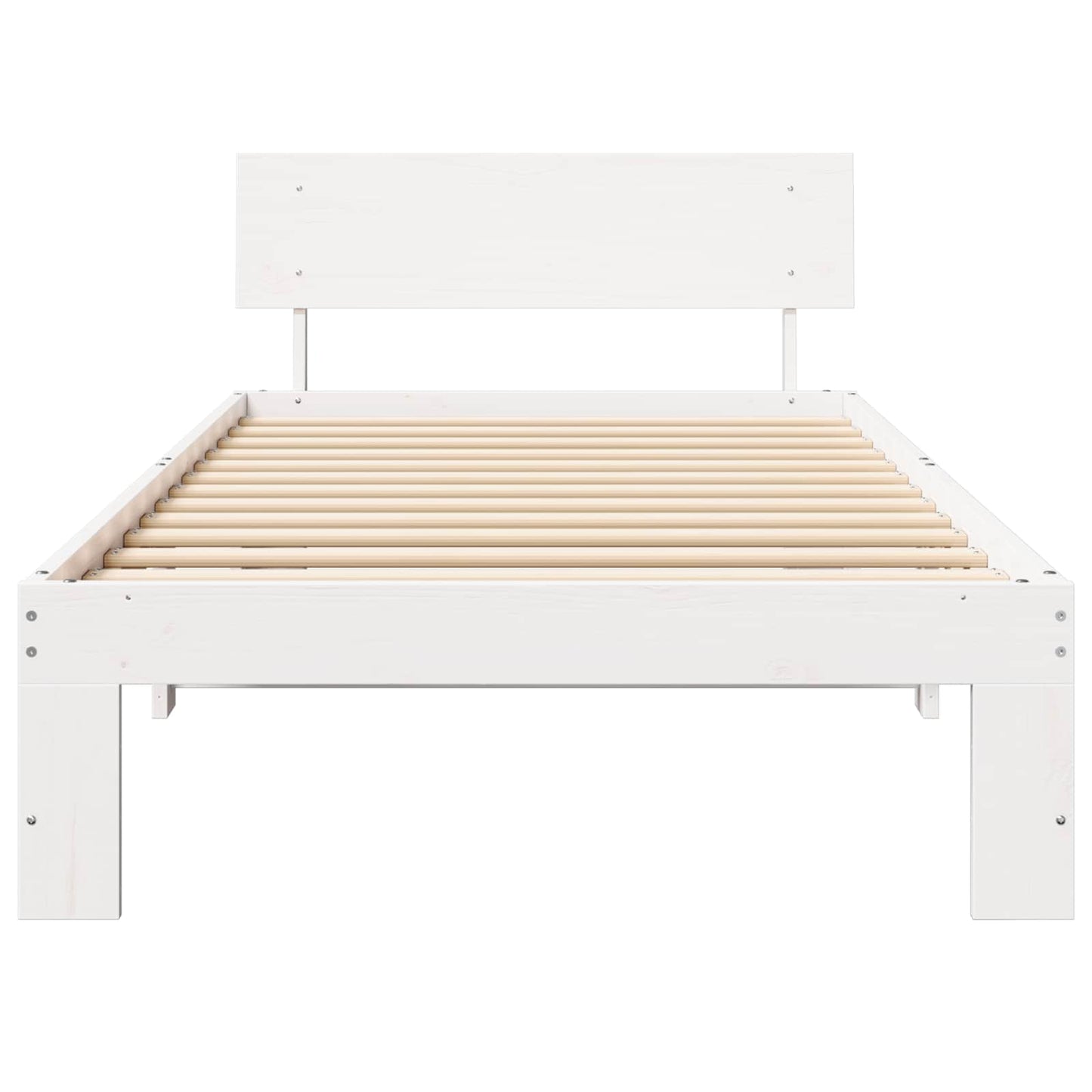 Sengestamme med hodegjerde Hvit 90 x 200 cm Massiv furu