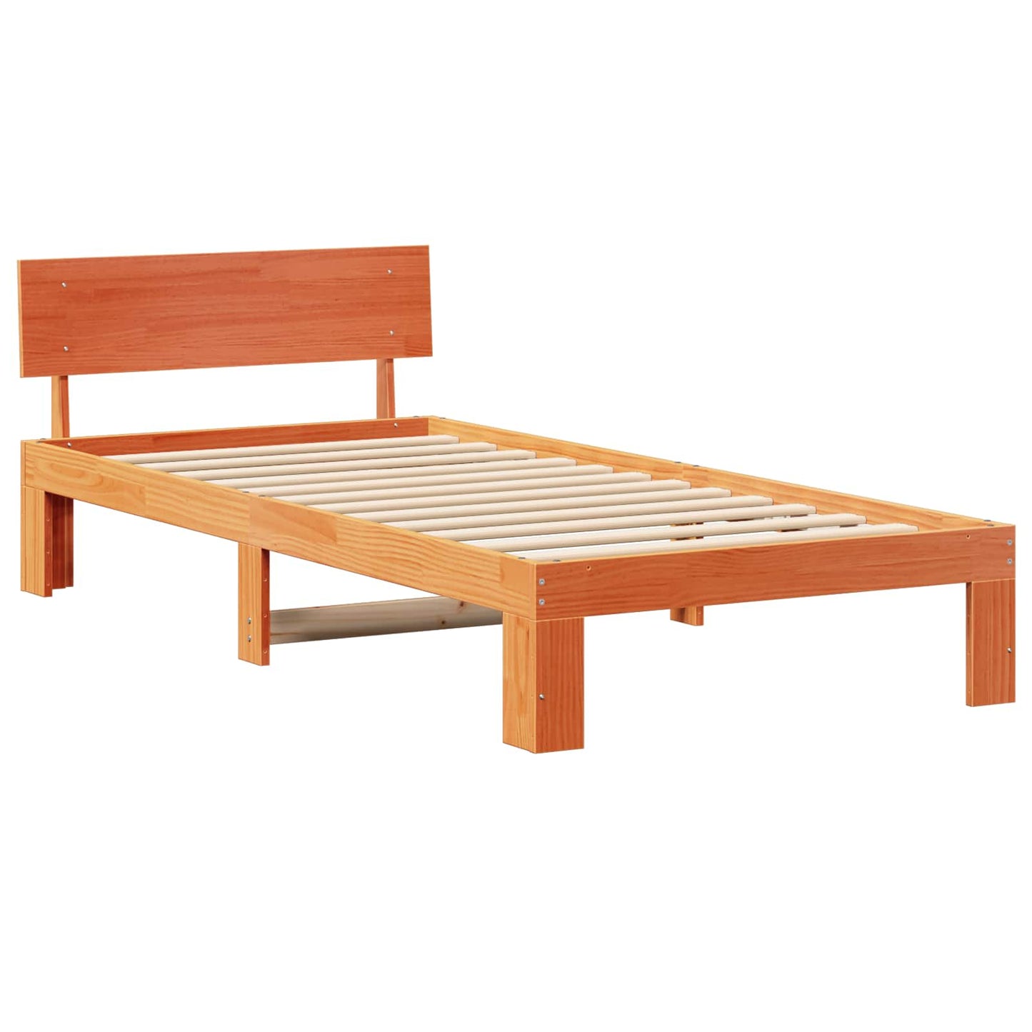 Sengestamme med hodegjerde Vokset Brun 90 x 200 cm Massiv furu