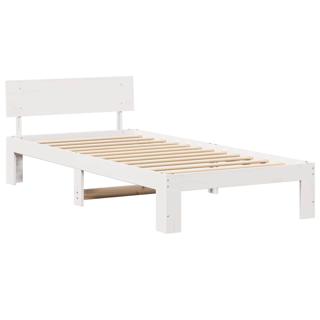 Sengestamme med hodegjerde Hvit 80 x 200 cm Massivt furutre