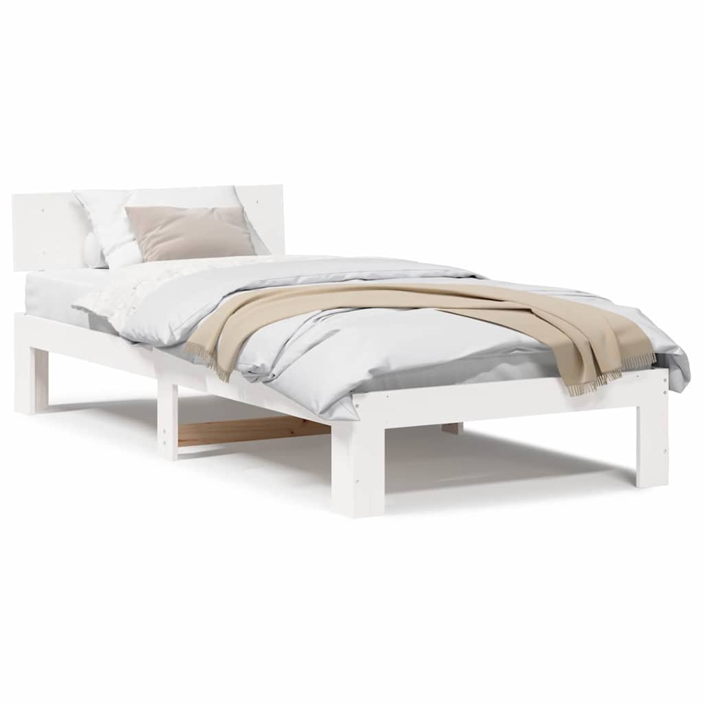 Sengestamme med hodegjerde Hvit 80 x 200 cm Massivt furutre