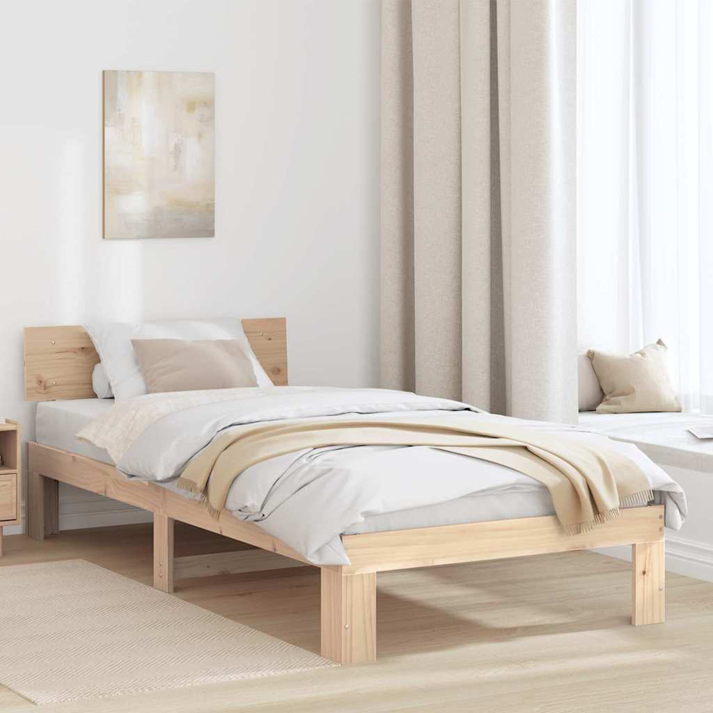Sengestamme med hodegjerde Brun 75 x 190 cm Massivt furutre