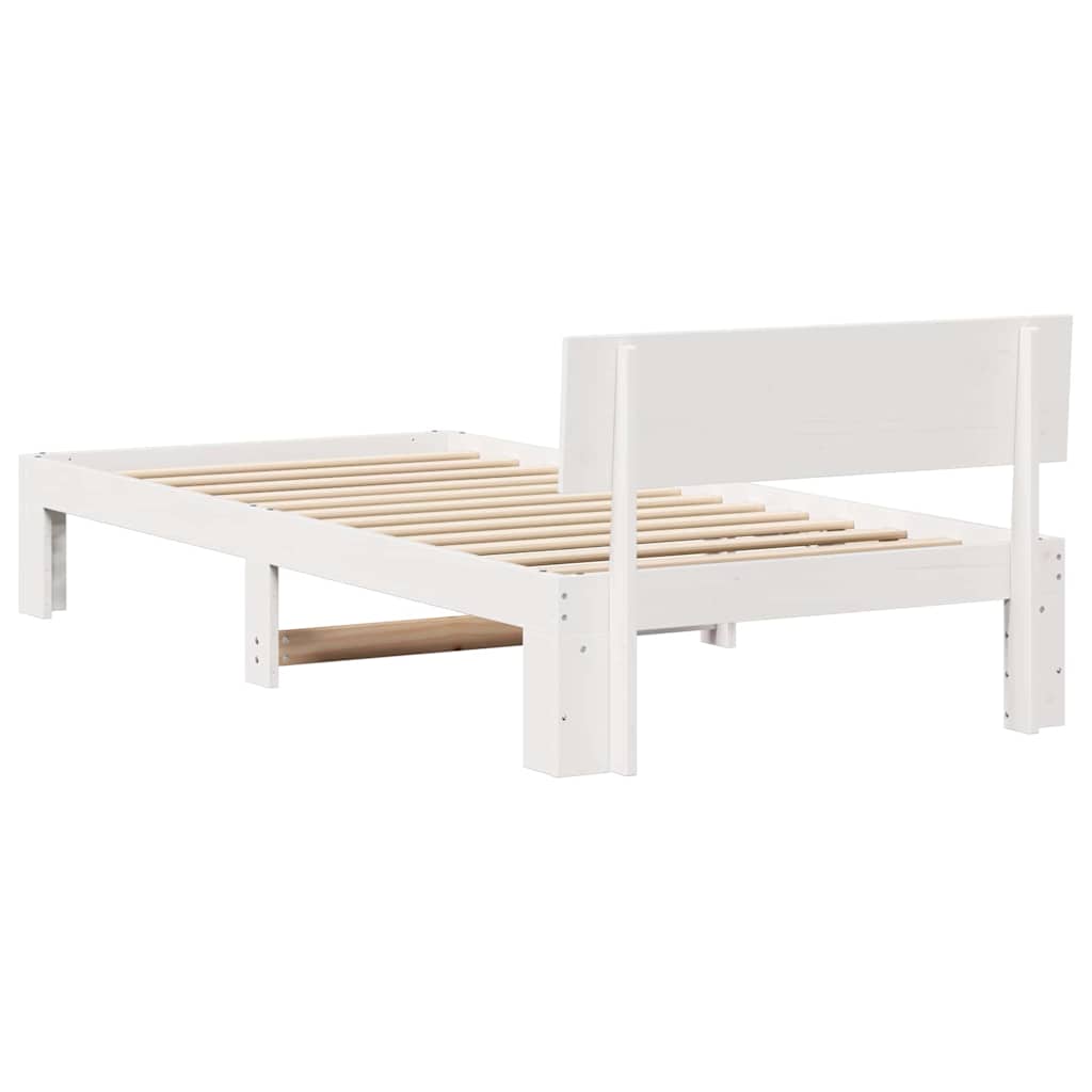 Sengestamme med hodegjerde Hvit 75 x 190 cm Massiv furu