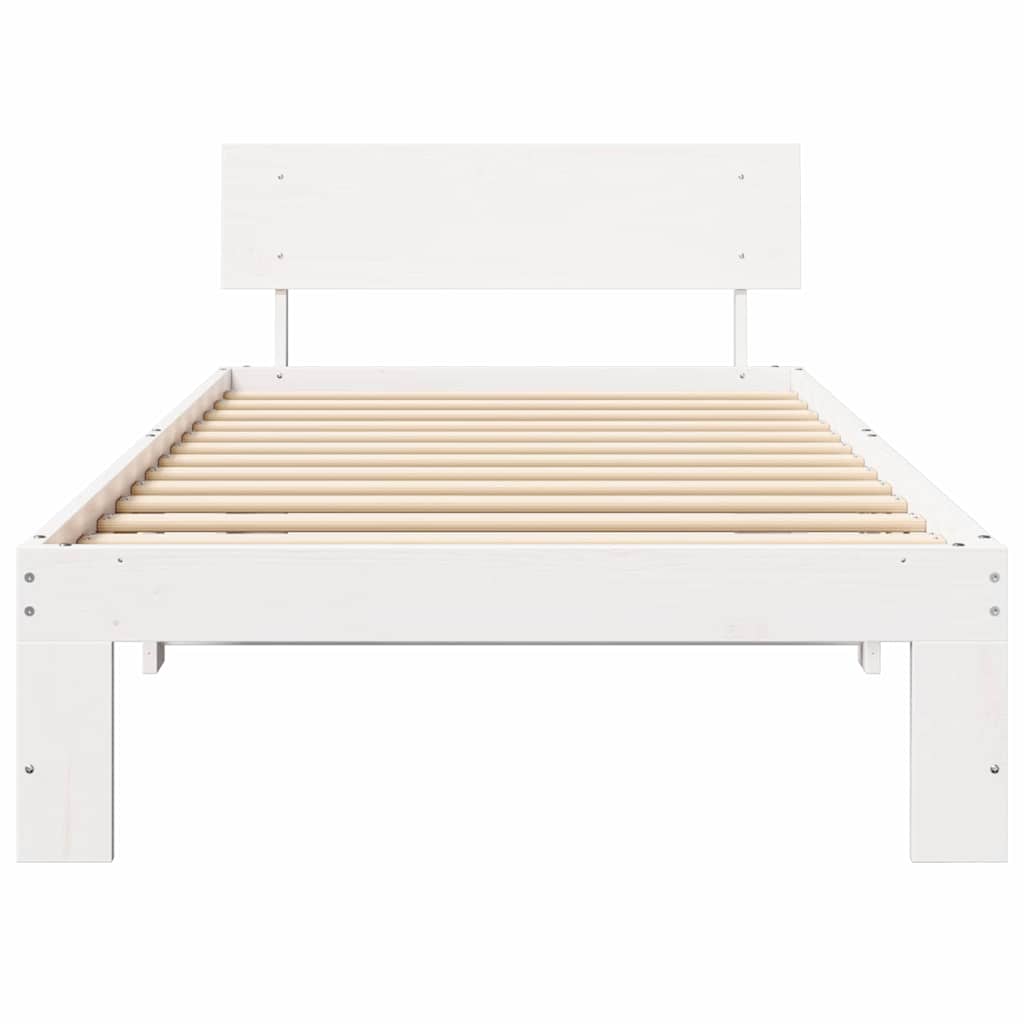 Sengestamme med hodegjerde Hvit 75 x 190 cm Massiv furu