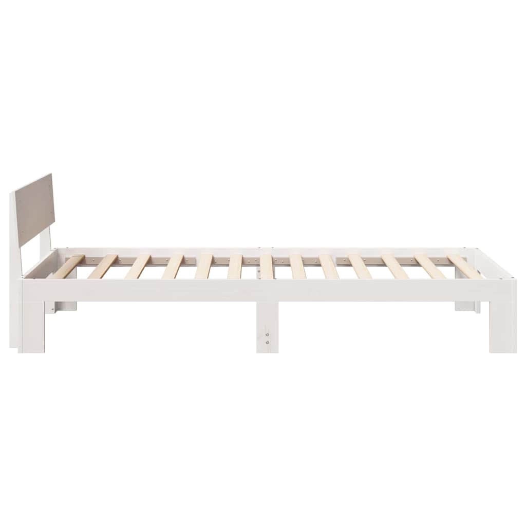 Sengestamme med hodegjerde Hvit 75 x 190 cm Massiv furu