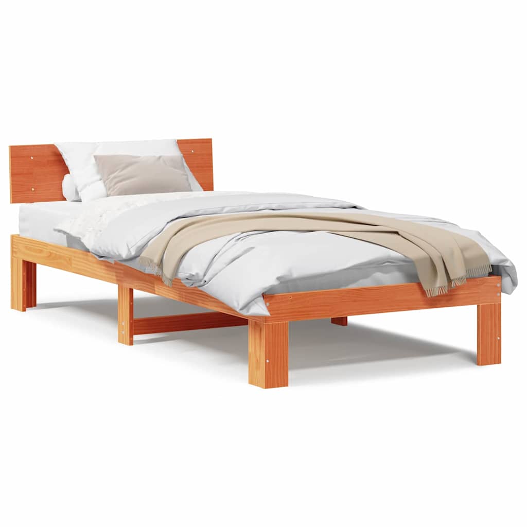 Sengestamme med hodegjerde Brun 75 x 190 cm Massivt furutre