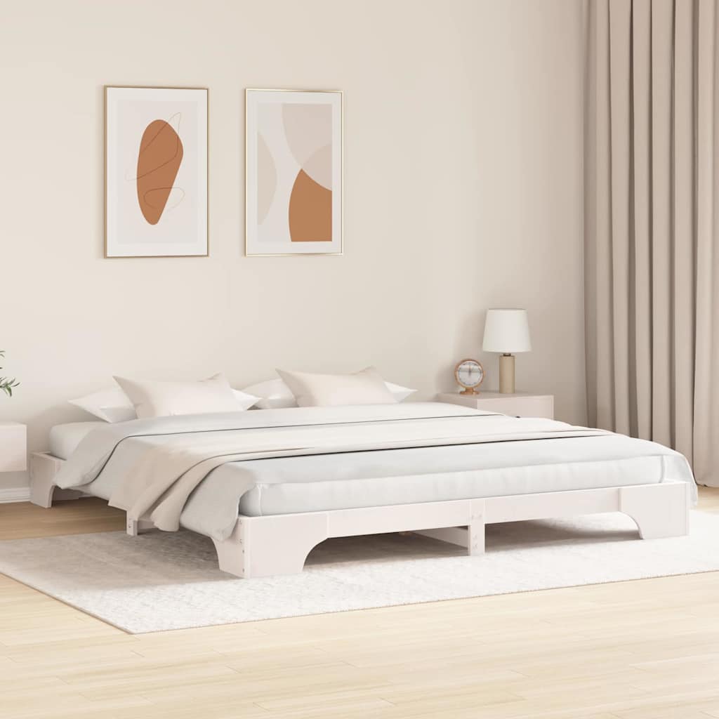 Sengestamme Hvit 207 x 207 x 17 cm Heltre furu