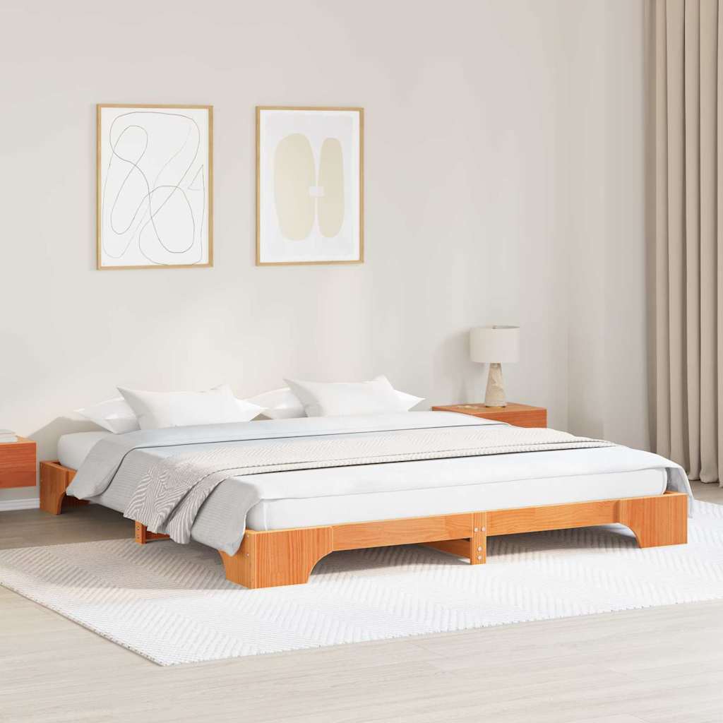 Sengestamme Vokset Brun 200 x 200 cm Massiv furu