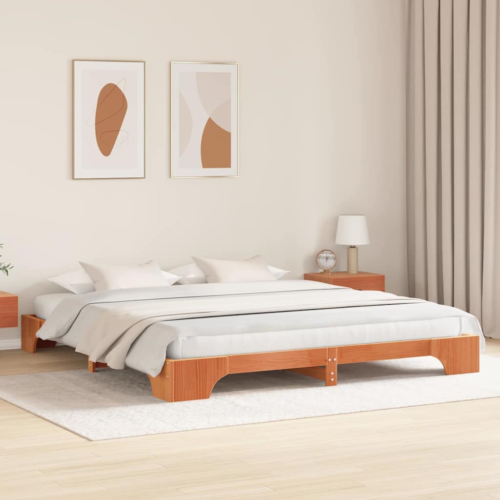 Sengestamme Vokset Brun 200 x 200 cm Massiv furu
