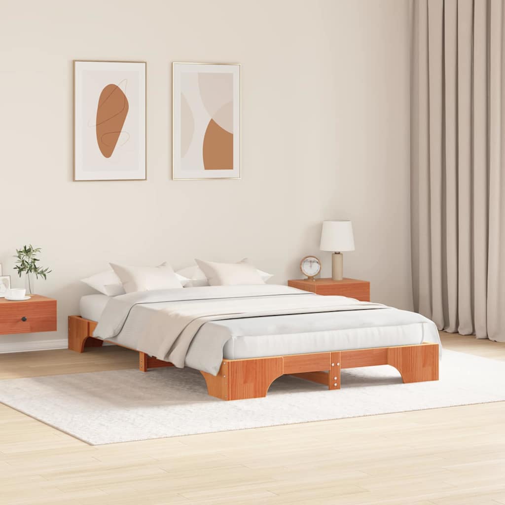 Sengestamme Vokset Brun 140 x 190 cm Massiv furu