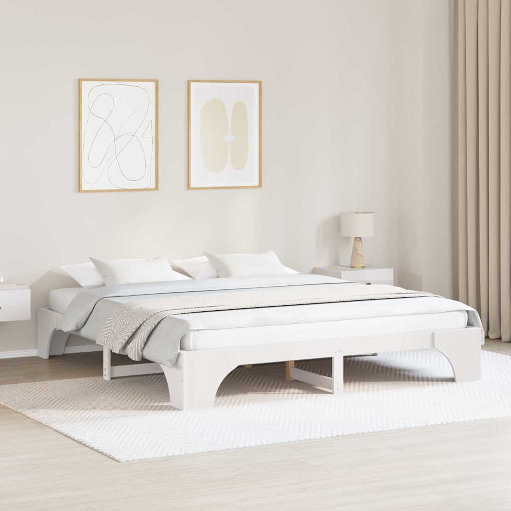 Sengestamme Hvit 207 x 207 x 30 cm Heltre furu