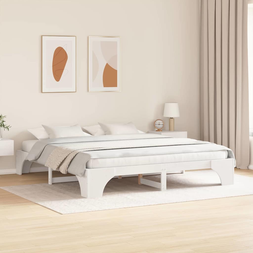 Sengestamme Hvit 200 x 200 cm Massiv furu