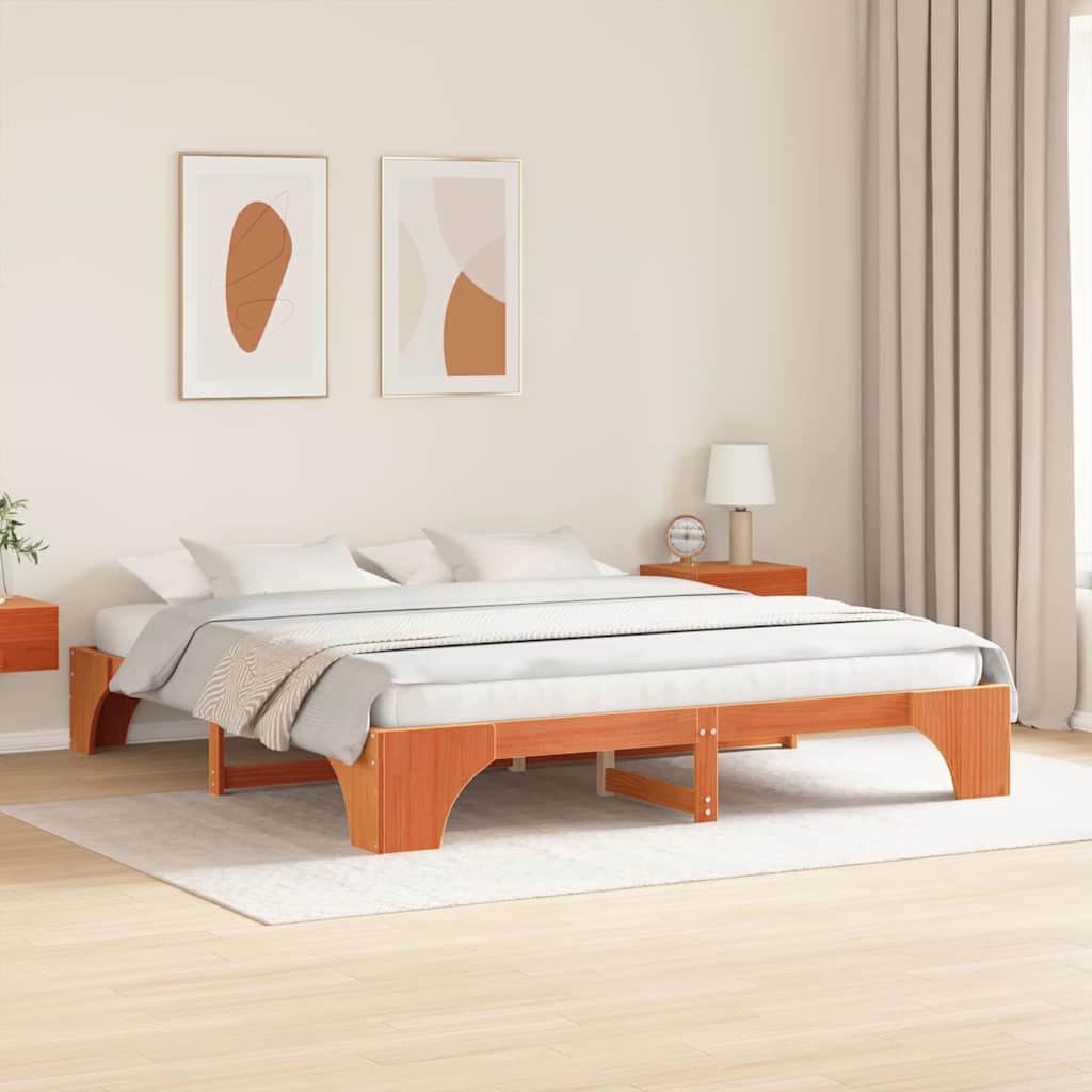 Sengestamme Voksbrun 207 x 187 x 30 cm Heltre furu
