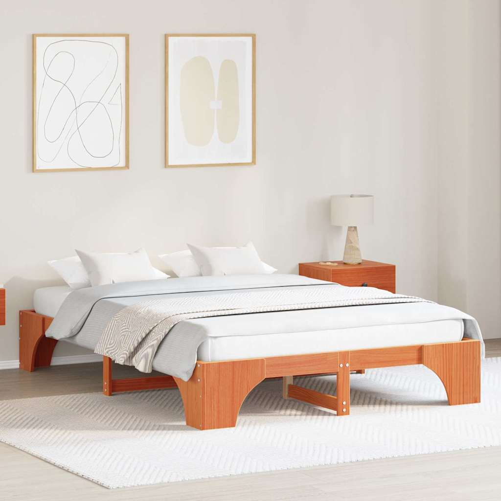 Sengestamme Voksbrun 207 x 167 x 30 cm Heltre furu