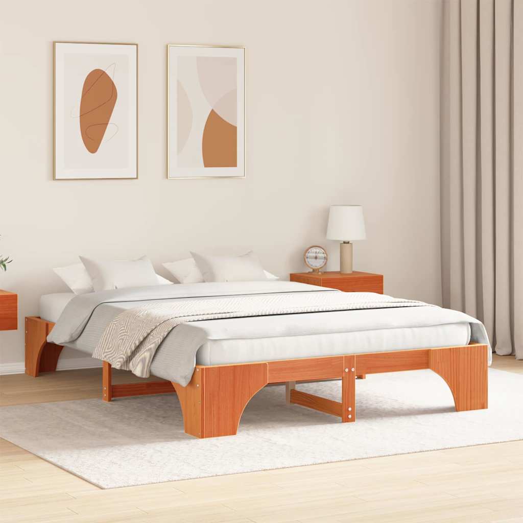Sengestamme Voksbrun 207 x 167 x 30 cm Heltre furu