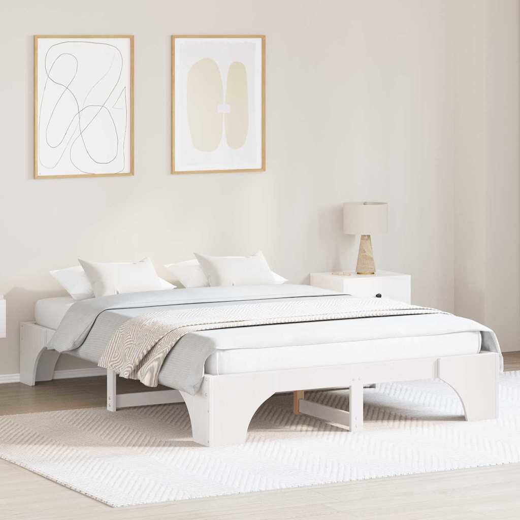 Sengestamme Hvit 207 x 157 x 30 cm Heltre furu