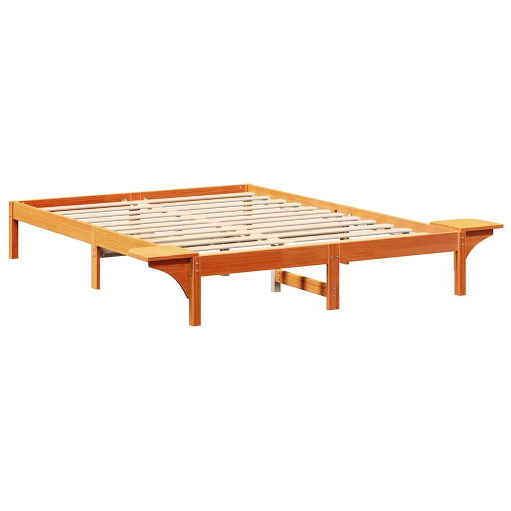 Sengeramme med nattbord Brun Voksbrun