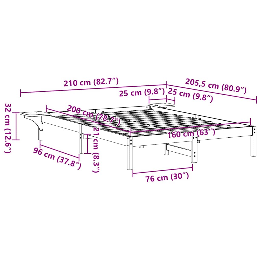 Sengestamme Vokset Brun 160 x 200 cm Massiv furu