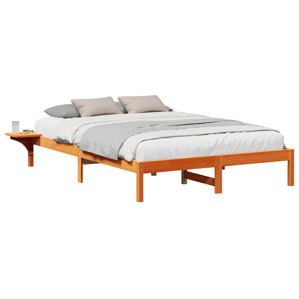 Sengeramme med nattbord Brun Voksbrun