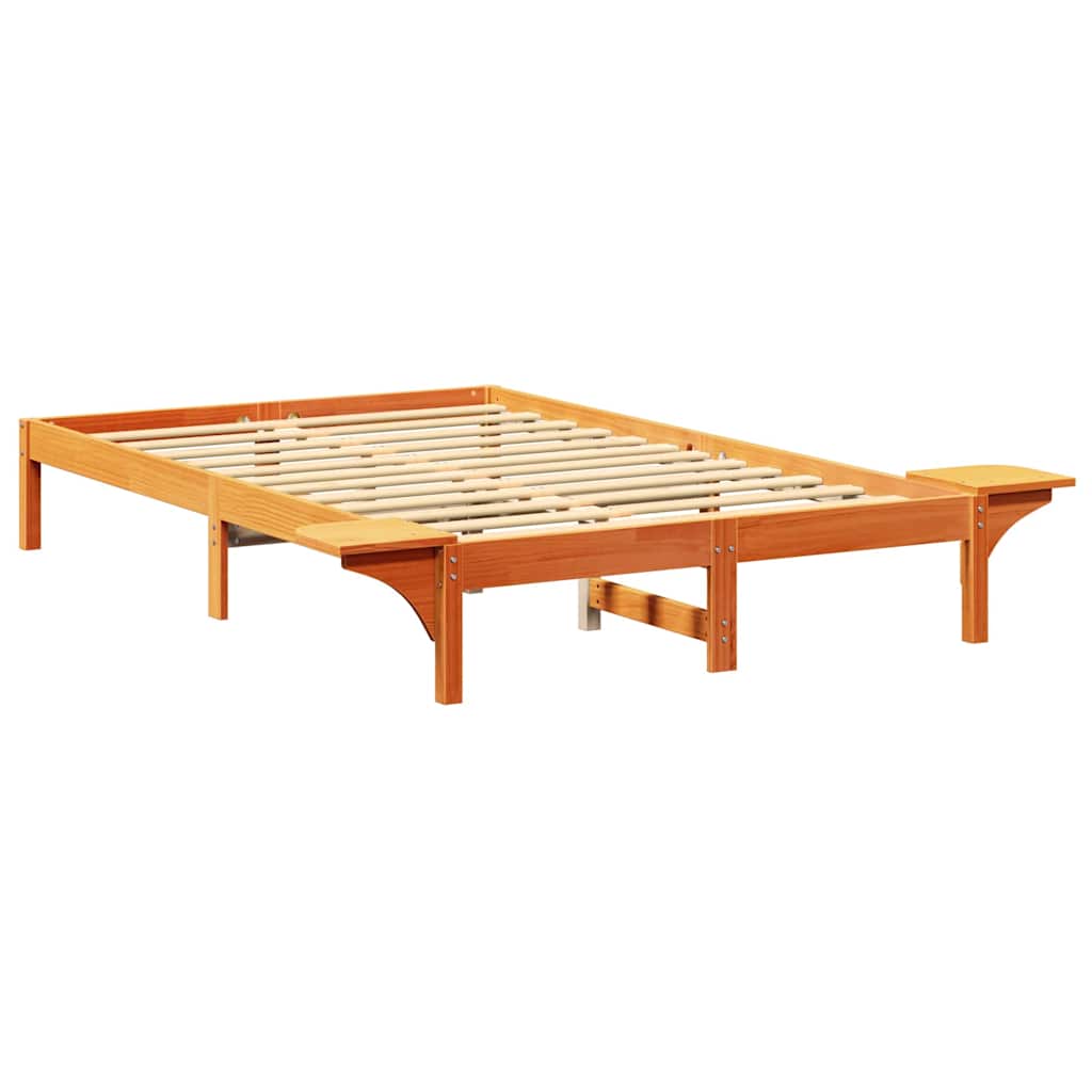 Sengeramme med nattbord Brun Voksbrun