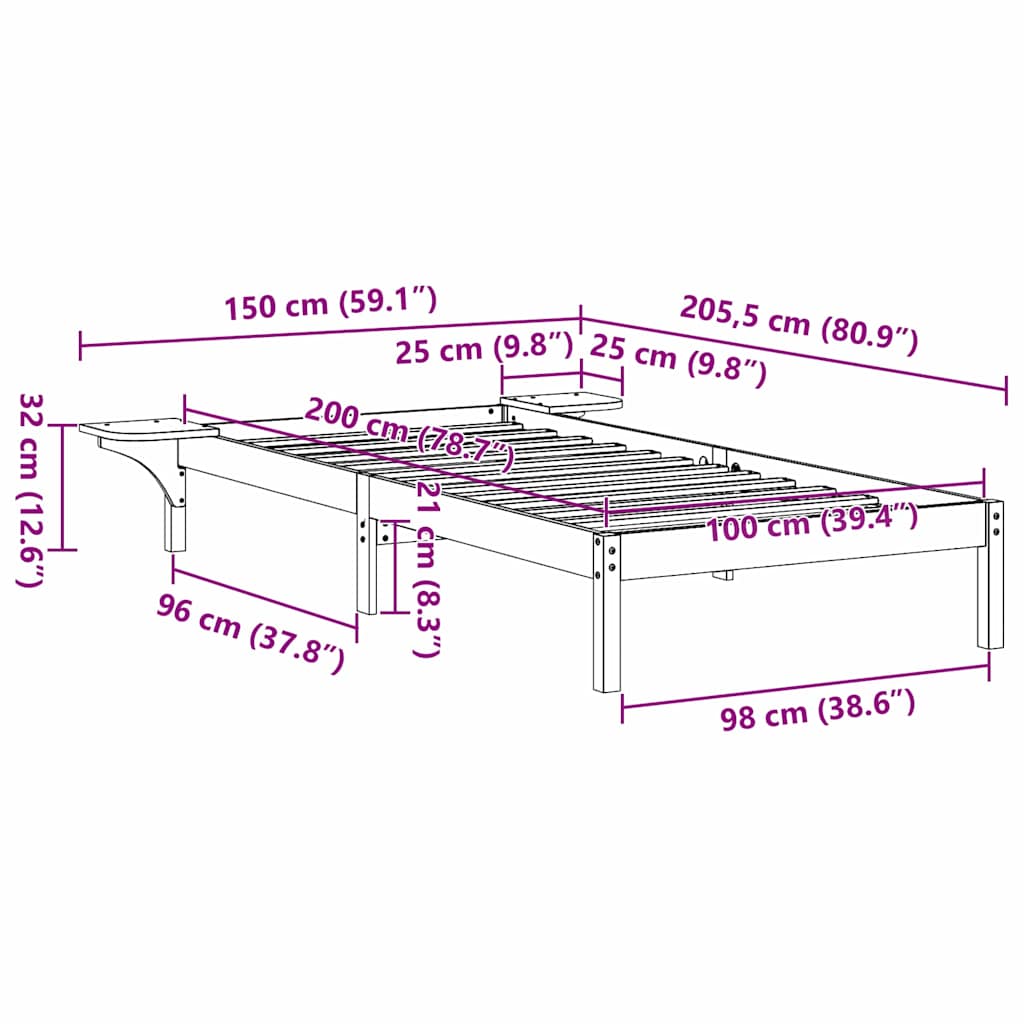 Sengestamme Vokset Brun 100 x 200 cm Massiv furu
